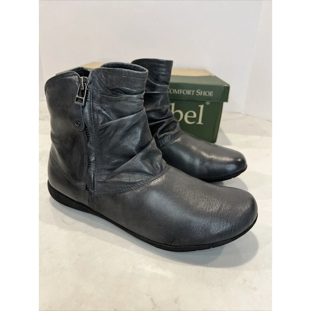 Josef‎ Seibel NEW Gray Leather Side Zip Ankle Boot Bootie EU 37 US 6-6.5 Comfort
